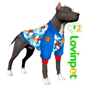 LOVINPET Soft Flannel Shirt Crustacean On The Net Blue Print Size Large